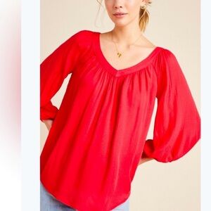 Anthropologie Red Dress Shirt Top NWT